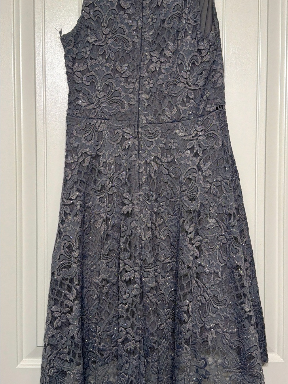 City Studio Lace Midi Dress in Charcoal Gray